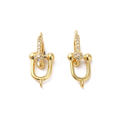 Rack Plating Brass Pave Clear Cubic Zirconia Connector Charms KK-O142-25G-1