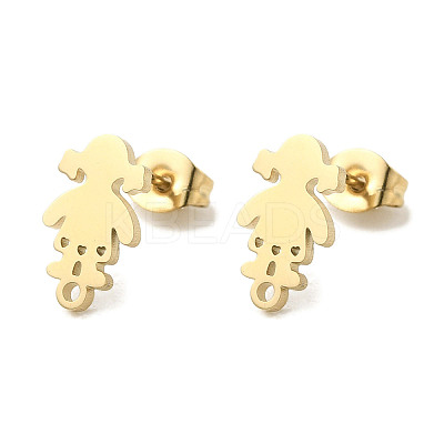 Ion Plating(IP) 304 Stainless Steel Stud Earring Findings STAS-I206-46G-1