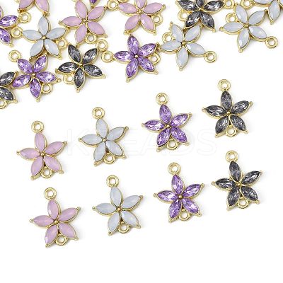 24Pcs 4 Colors Alloy Rhinestone Connector Charms ALRI-FS0001-13-1