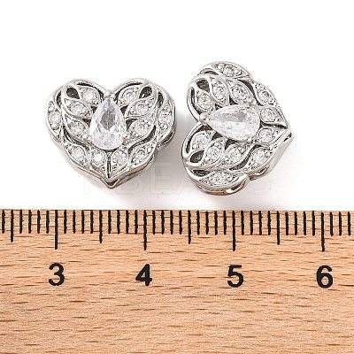 Brass Micro Pave Clear Cubic Zirconia Beads KK-S389-20P-1