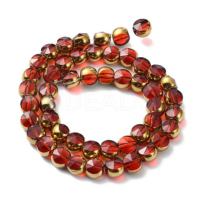 Half Plated Electroplate Transparent Glass Beads Strands EGLA-E060-02A-HP07-1