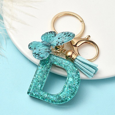 Resin & Acrylic & Faux Suede Tassel Keychain X1-KEYC-YW00119-04-1
