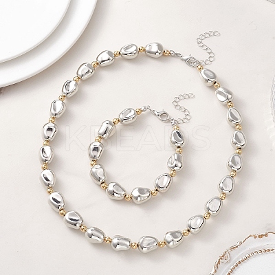 Oval CCB Plastic Beads Necklace & Bracelets Sets SJEW-JS01375-1