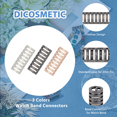 9Pcs 3 Colors Alloy Watch Band Adapter Connectors FIND-DC0004-29-1