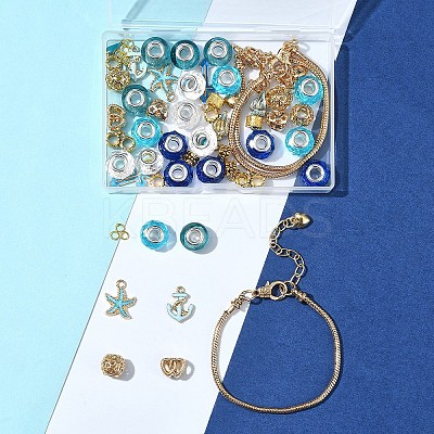 DIY Marine Theme Resin & Alloy Enamel Bead European Bracelet Making Kits DIY-FS0006-87-1
