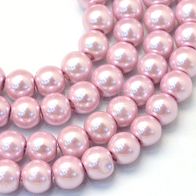 Baking Paint Pearlized Glass Pearl Round Bead Strands HY-Q003-4mm-47-1