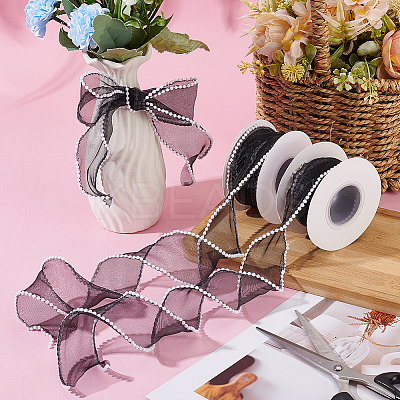 5 Yards Acrylic Fibers Wrinkle Ribbon OCOR-WH0070-210A-1