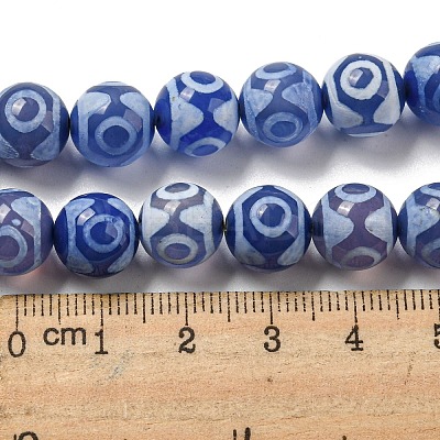 Blue Tibetan Style dZi Beads Strands TDZI-NH0001-A03-02-1