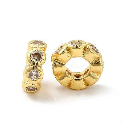Rack Plating Brass Cubic Zirconia European Beads KK-G457-08G-1