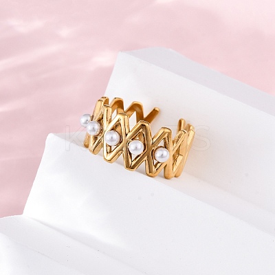 Stainless Steel Adjustable Cuff Rings for Women RJEW-B126-02G-1
