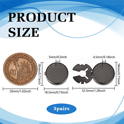 5 Pairs Brass Cufflinks BUTT-FG0001-57B-1