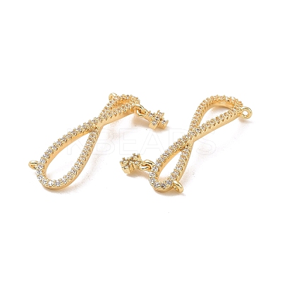 Infinity with Cross Brass Micro Pave Clear Cubic Zirconia Connector Charms KK-G436-09G-1