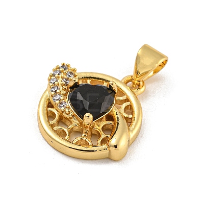 Rack Plating Brass Micro Pave Cubic Zirconia Pendants KK-G513-23A-03G-1
