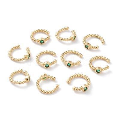 Brass Micro Pave Cubic Zirconia Cuff Earrings EJEW-H109-01F-G-1