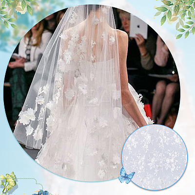 Polyester Mesh Lace Fabric DIY-WH0661-54-1