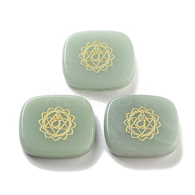 Natural Green Aventurine Rectangle with Chakra Sign Figurines Display Decorations DJEW-K025-02B-1