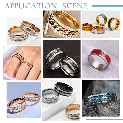 16Pcs 16 Style 201 Stainless Steel Grooved Finger Ring Settings STAS-UN0044-16-1