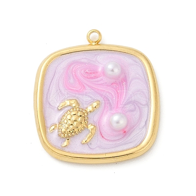 Ocean Theme 304 Stainless Steel Enamel Pendants STAS-Q352-03G-A-1