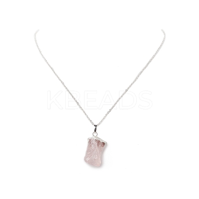 Natural Rose Quartz Geometry Pendant Necklace NJEW-JN04239-04-1
