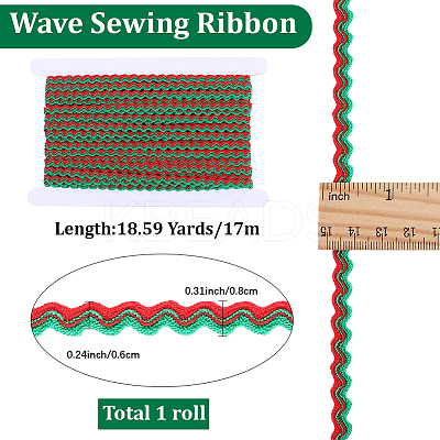 1 Roll Polyester with Paillette Wavy Fringe Trim Ribbon OCOR-GF0005-72D-1