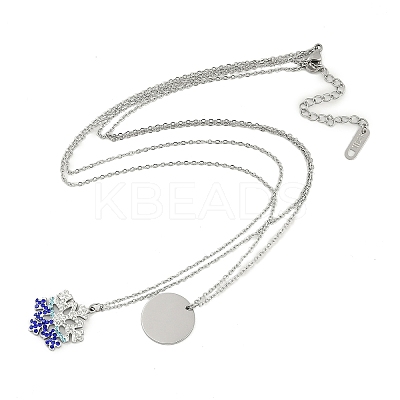304 Stainless Steel Double Layered Necklaces NJEW-P320-14G-01-1
