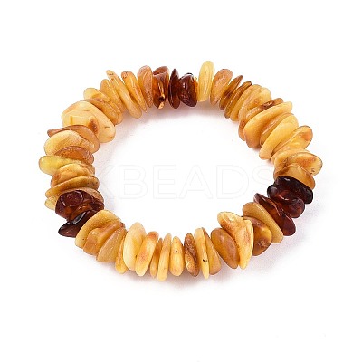 Natural Amber Beaded Stretch Bracelets for Men Women BJEW-T018-21-1