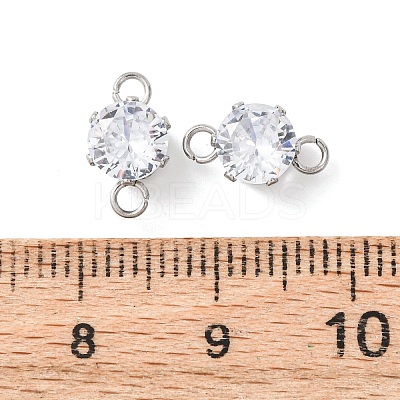 304 Stainless Steel Micro Pave Cubic Zirconia Connector Charms STAS-H240-50P-01-1