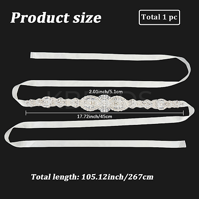 Flower Full Crystal Rhinestone Handmade Bridal Belts for Wedding Dresses AJEW-WH20006-233B-02-1