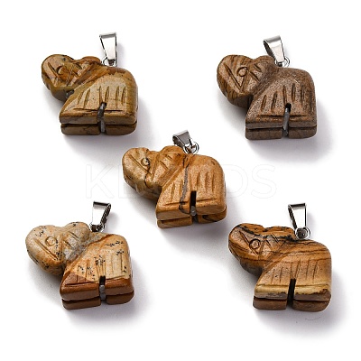 Natural Picture Jasper Pendants G-B127-05P-09-1