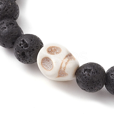 8.5mm Round Natural Lava Rock Beaded Stretch Bracelets BJEW-JB10465-04-1
