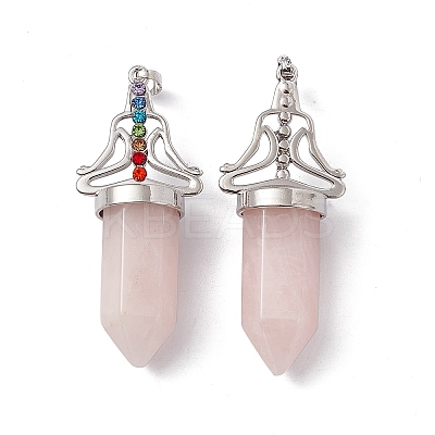 Natural Rose Quartz Big Pointed Pendants G-I342-01P-10-1