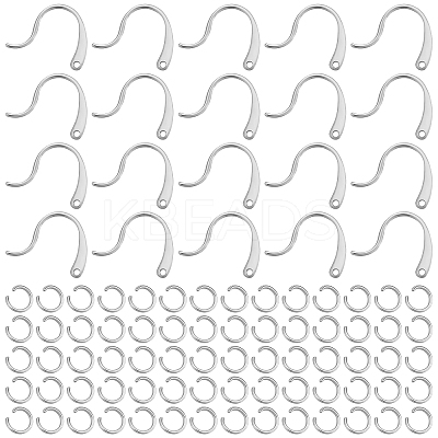 200Pcs 304 Stainless Steel Stud Earring Hooks and 200Pcs Jump Rings STAS-UN0034-93-1