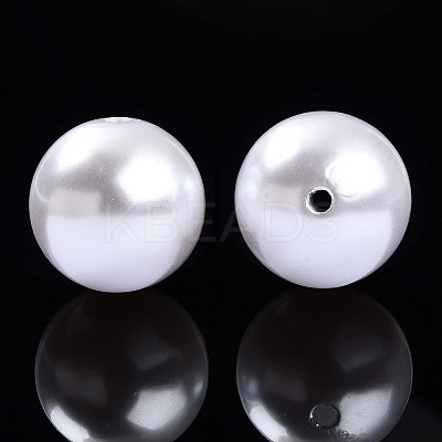 Round ABS Plastic Imitation Pearl Beads OACR-R053-01-1
