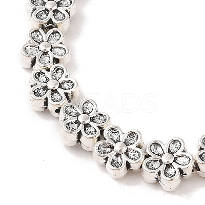 Tibetan Style Flower Alloy Bead Strands TIBEB-O007-08-RS-1