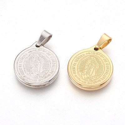 304 Stainless Steel Lady of Guadalupe Pendants STAS-F185-02-1