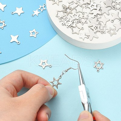 100Pcs 10 Styles 201 Stainless Steel Charms STAS-CJ0002-21-1