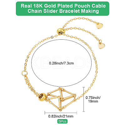 5Pcs Adjustable Braided Brass Macrame Pouch Cable Chain Slider Bracelet Making BJEW-BBC0001-17B-1