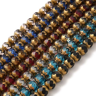 Transparent Electroplate Glass Beads Strands GLAA-G098-01-1
