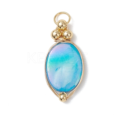 9Pcs 3 Colors Dyed Natural Shell Pendants PALLOY-JF04838-1