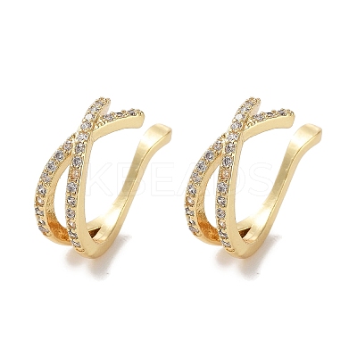 Brass Micro Pave Cubic Zirconia Cuff Earrings EJEW-E310-06G-1