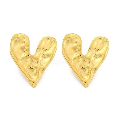 Heart Ion Plating(IP) 304 Stainless Steel Stud Earrings EJEW-H013-34G-1