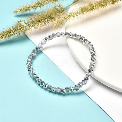Faceted Glass Rondelle Beads Stretch Bracelet for Kid BJEW-JB06807-17-1