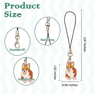 Alloy Enamel Mobile Strap HJEW-SW00023-02-1