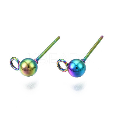 Rack Plating Rainbow Color 304 Stainless Steel Stud Earring Findings STAS-S119-112-1