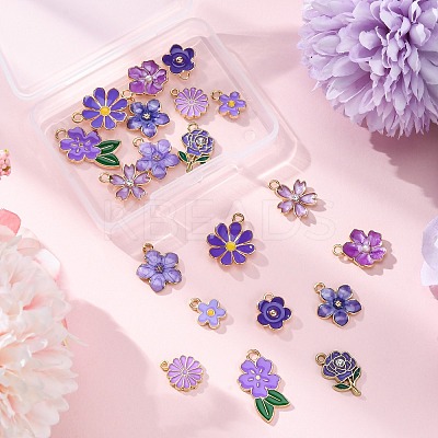 20Pcs 10 Styles Flower Alloy Enamel Pendants ENAM-FP0002-13-1