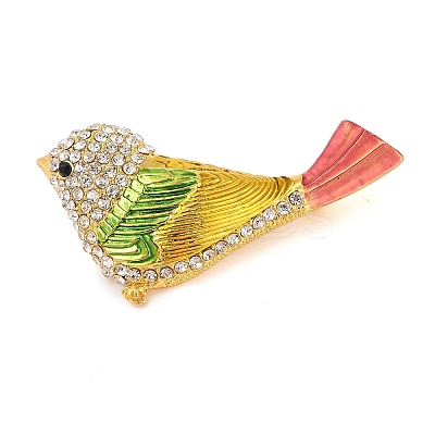 Bird Zinc Alloy Rhinestone Pins JEWB-S027-03G-A-1