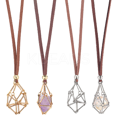 6Pcs 2 Styles Brass Bar Link Chains Macrame Pouch Empty Stone Holder for Pendant Necklace Making MAK-SC0001-40-1
