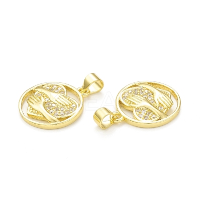 Rack Plating Brass Micro Pave Cubic Zirconia Pendants KK-C011-35G-1