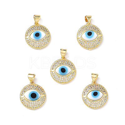 Real 18K Gold Plated Brass Clear Cubic Zirconia Pendants ZIRC-L102-12G-09-1
