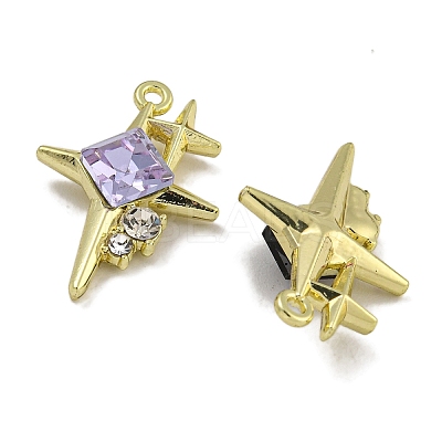 Rack Plating Alloy Rhinestone Pendants PALLOY-F312-20G-1